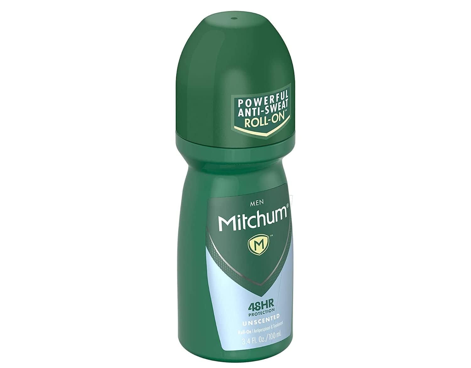 Mitchum Invisible Anti-Perspirant and Deodorant Roll-On in unscented, 3.4 oz bottles, pack of four, for effective odor protection.