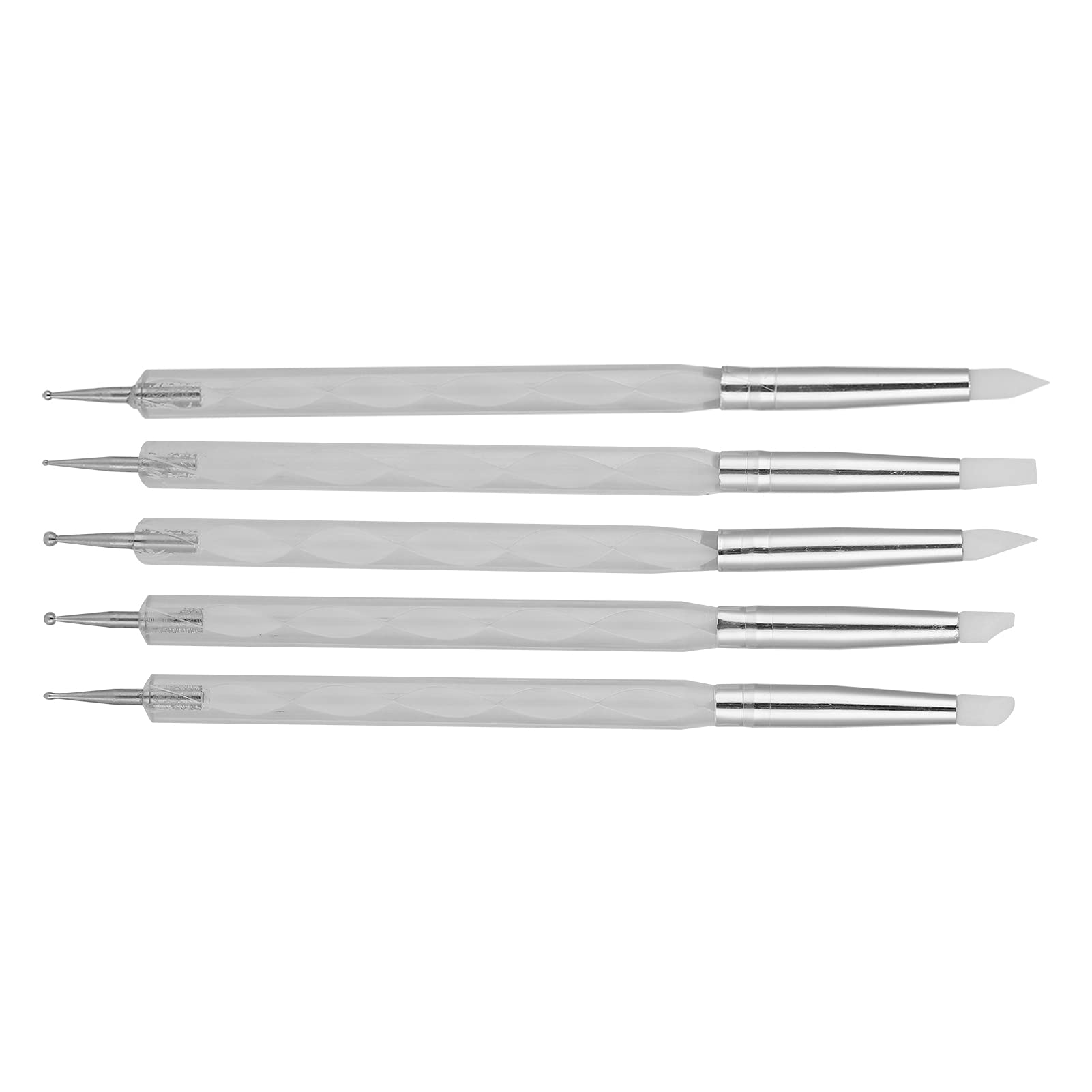 BSTiltion nail art dotting pen set with 5 white pens featuring soft silicone heads for precise nail polish detailing.