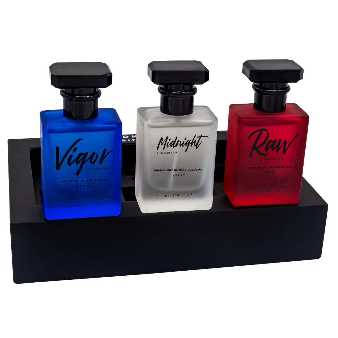 RawChemistry Pheromone Infused Men's Cologne Collection – 3 pk, 1 oz Each – close-up detail