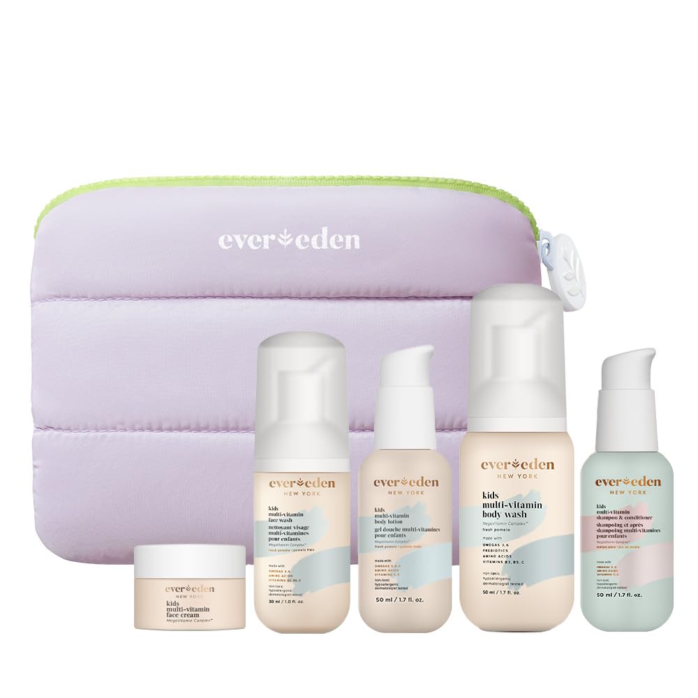 Evereden Kids Travel Set, 5-Piece Skin, Hair & Body Care, - Product Imagery