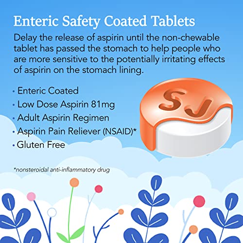 St. Joseph Aspirin Pain Reliever (NSAID) 81mg, Enteric Safety - Product Imagery