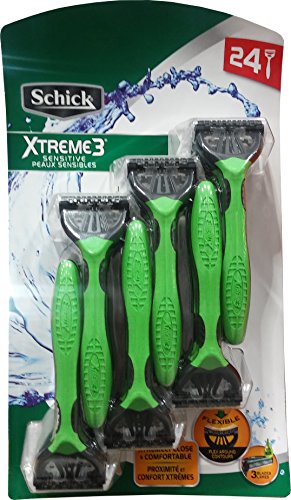 Schick Xtreme 3 Blade Sensitive Razor with Vitamin E & Aloe (24 Count) – Plastic