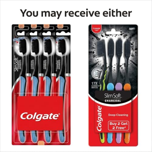 Colgate Slimsoft Charcoal Toothbrush | Combo Pack of 4 - Product Imagery