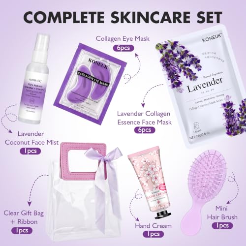 15 Pack Lavender Skincare Gifts: Face Mask, Eye Mask, Hand - Product Imagery