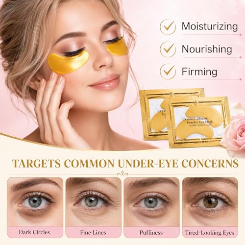 30 Pairs Eye Masks & Lip Masks, 24K Gold Under Eye Patches for - Product Imagery