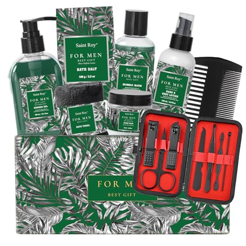 Saint Roy 15Pc Man Perfume Beard Grooming Spa Set For Men, Facial Skin Care Set – Men's Boss Perfume Scents 15pcs