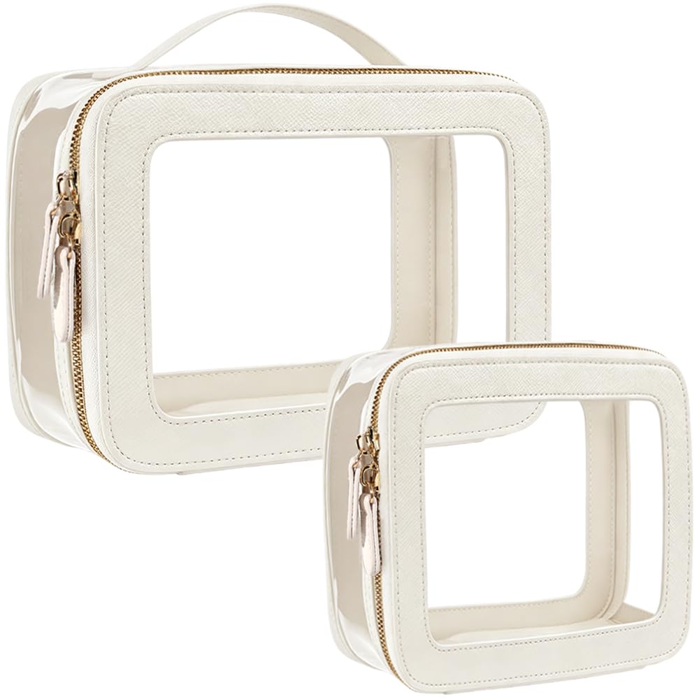 FFpaw Clear Makeup Bag Set, Travel Makeup Bag Small Portable Clear Makeup Pouch Cute Waterproof Cosmetic Case Zipper Mak