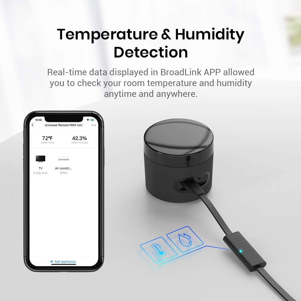 BroadLink RM4mini IR Smart Home Hub AC Univeral Remote with Sensor Cable – packaging and label