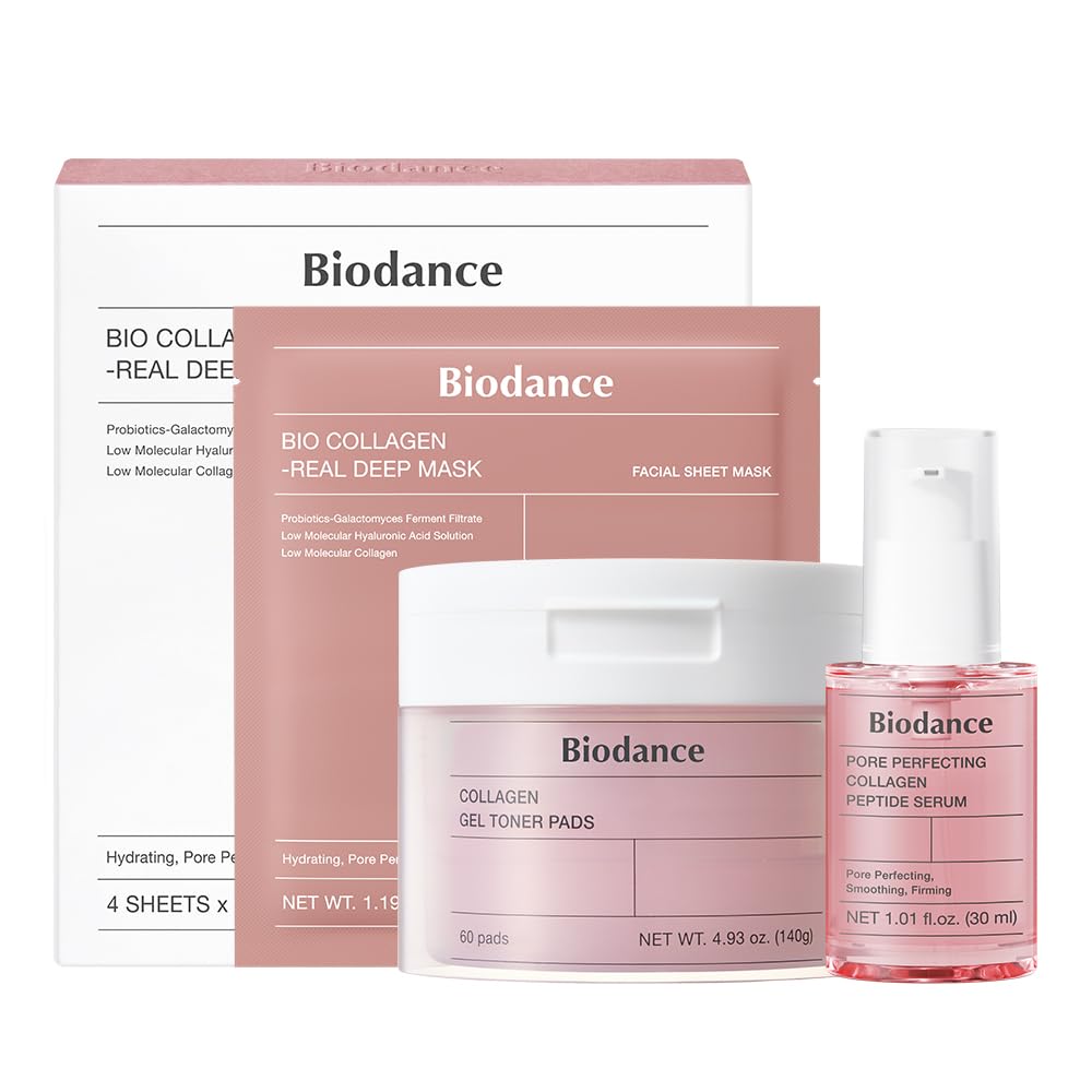 BIODANCE Collagen Pink Glow Trio: Collagen Real Deep Mask & - Product Imagery