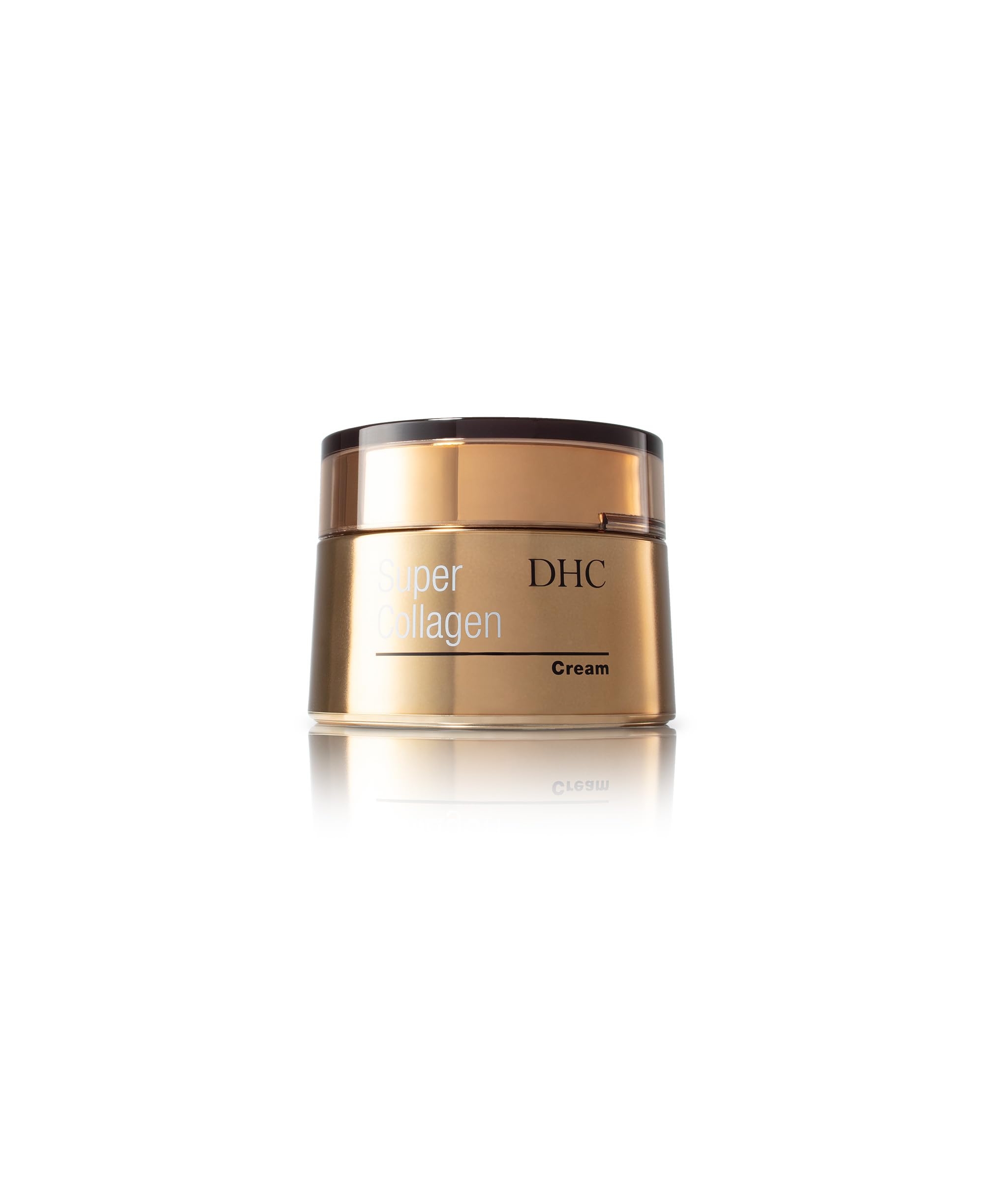 DHC Super Collagen Cream anti-aging face moisturizer in a 1.7 oz jar, featuring a smooth, creamy texture for youthful skin.
