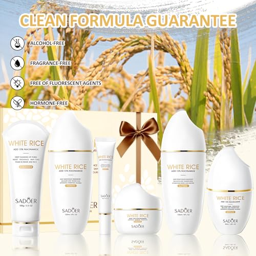 FOR SADOER Rice Niacinamide Skincare Set - 6 Piece Firming - Product Imagery