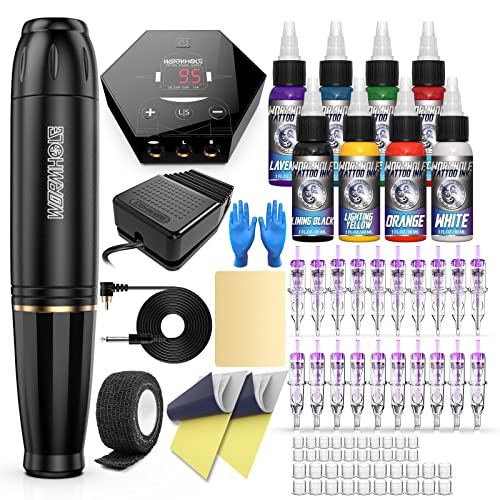 Wormhole Tattoo Gun Kit Uninterrupted Power Set for Beginners-Auri WTK070 – WTK070, 58 Piece Set