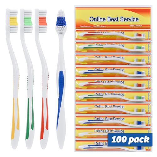 100 Pack Toothbrush Standard Classic Medium Soft Toothbrush Bulk - Product Imagery