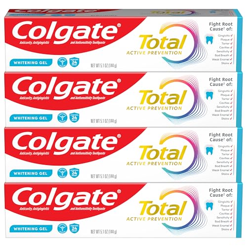 Colgate Total Whitening Toothpaste Gel with Fluoride, Bulk 4 - Product Imagery