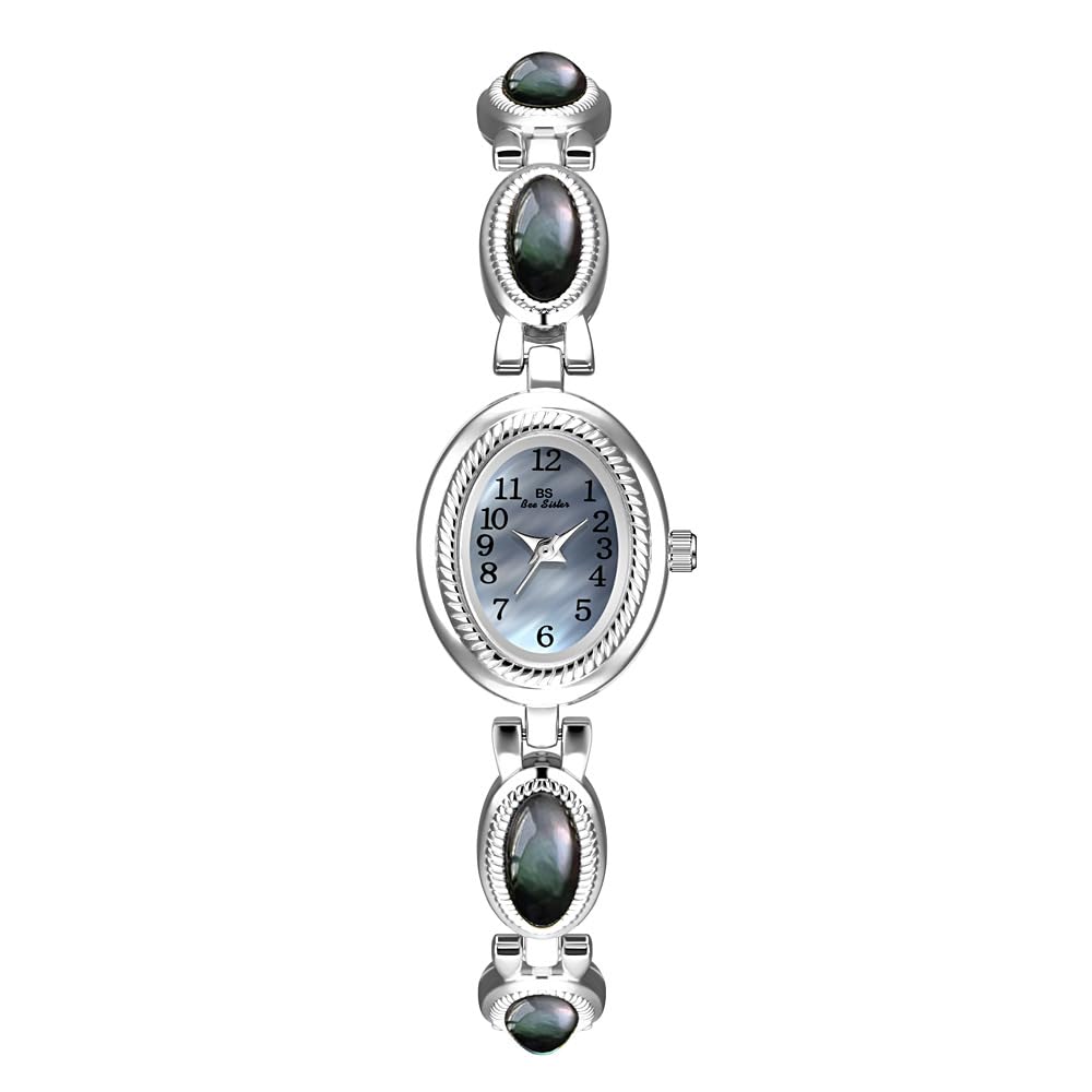 CARLIEN Women's Classic Dainty Pearl Shell Arabic Numerals Oval Quartz Watch – packaging and label