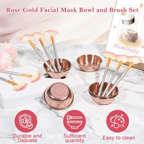 8 Pcs Rose Gold Esthetician Supplies 4 Facial Fan Brushes - Product Imagery