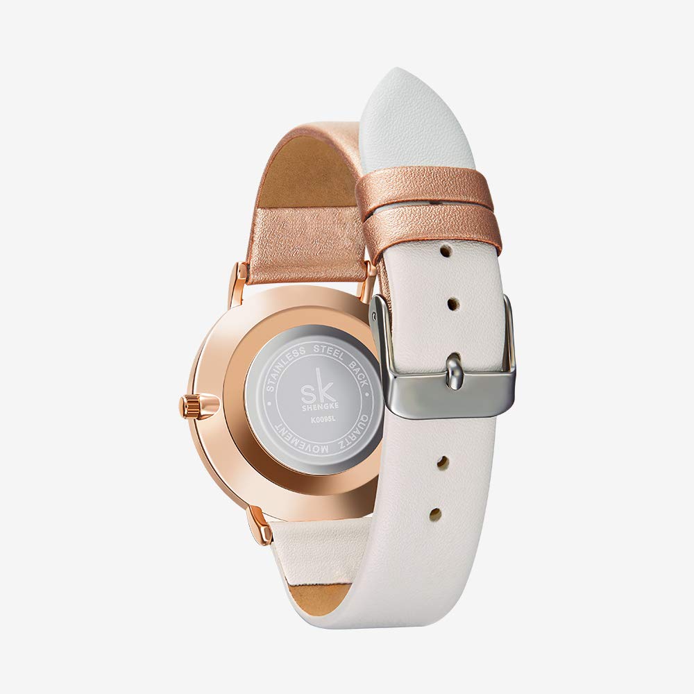 SHENGKE Creative Simplicity Women Watch Genuine Leather Elegant Women Watches Ladies Business Wristwatch(Black) – altern