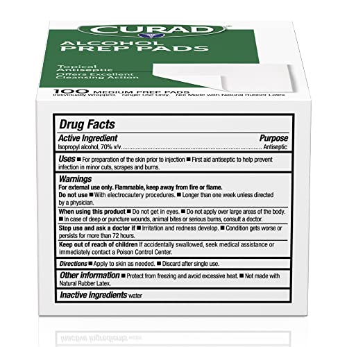 CURAD Alcohol Prep Pads, 400 Count, Medium 70% Isopropyl Alcohol - Product Imagery