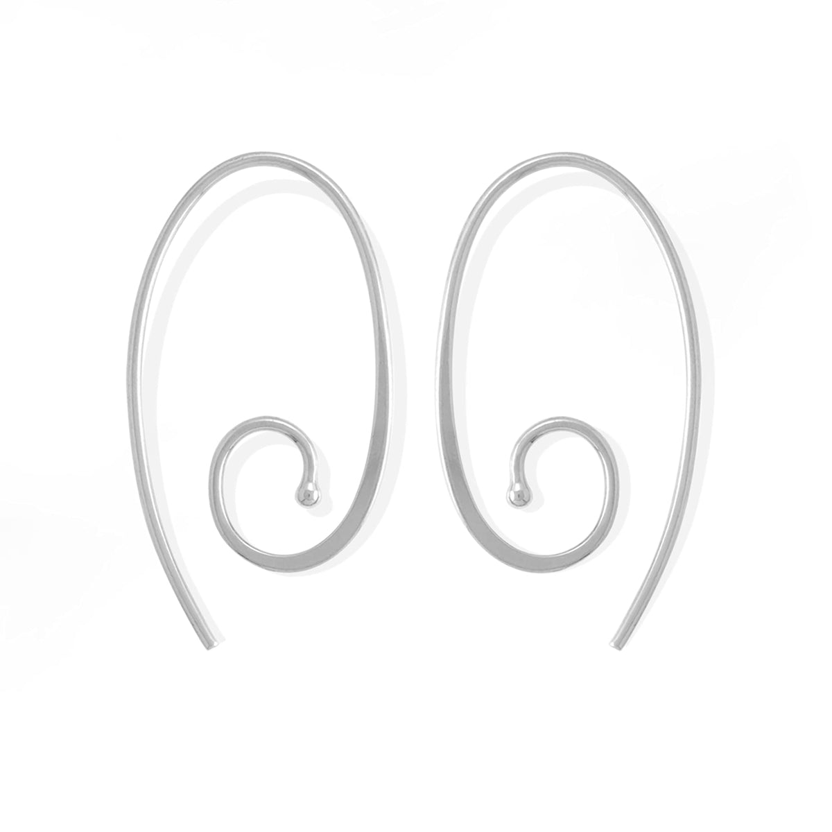 Boma Jewelry Sterling Silver Oval Spiral Pull Through Hoop Earrings – white, Sterling Silver, Standard