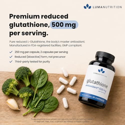 Luma Nutrition Premium Glutathione Supplement - 500mg - 60 - Product Imagery