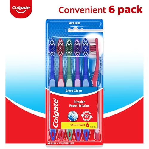 Colgate Extra Clean Medium Toothbrushes, 6 Pack - Product Imagery
