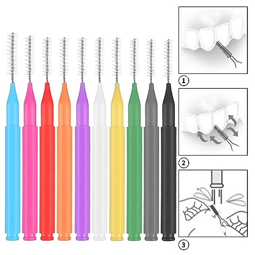 100 Pcs Interdental Brushes, 6 Sizes Braces Flossers for Cleaner - Product Imagery