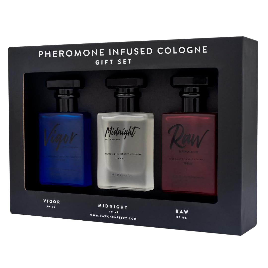 RawChemistry Pheromone Infused Men's Cologne Collection – 3 pk, 1 oz Each – packaging and label