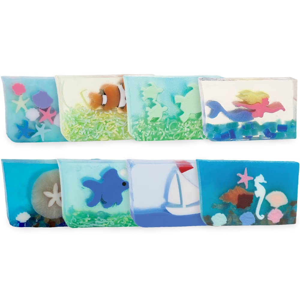 Assorted Primal Elements Sea glycerin bar soaps for body, face, and hands in a pack of 8, rich lathering skin cleaning agents.