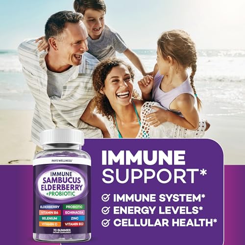 PAYÉ Elderberry Gummies, Vitamin C Immune Support Supplement + - Product Imagery
