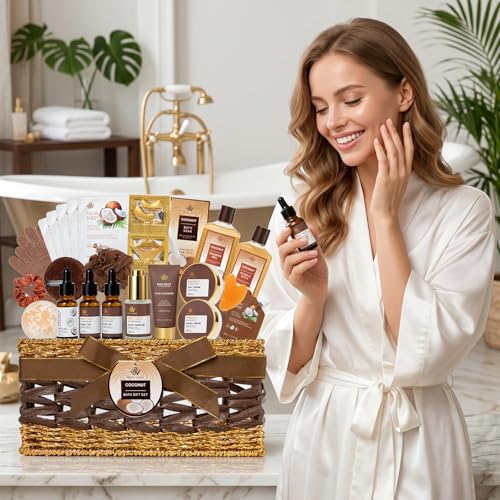 Gifts for Women & Men, 32 Pcs Coconut Vanilla Spa Gift Basket - Product Imagery