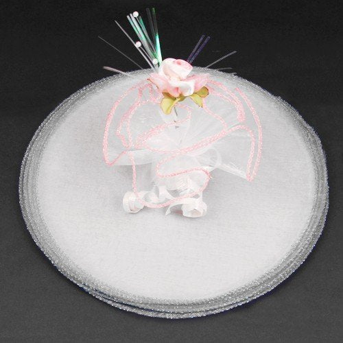 onlinepartycenter 50 Organza White 9" Circles with Silver Edge