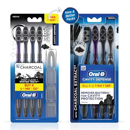 Oral-B Cavity Defense 123 Black Toothbrush � Medium (Pack of 4) - Product Imagery