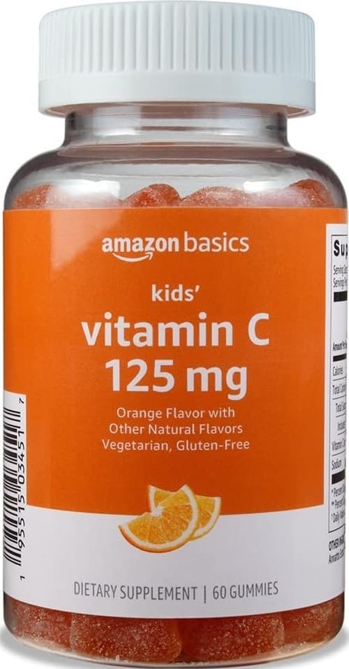 Amazon Basics Kids' Vitamin C 125mg Gummies, Orange Flavor, Soft - Product Imagery