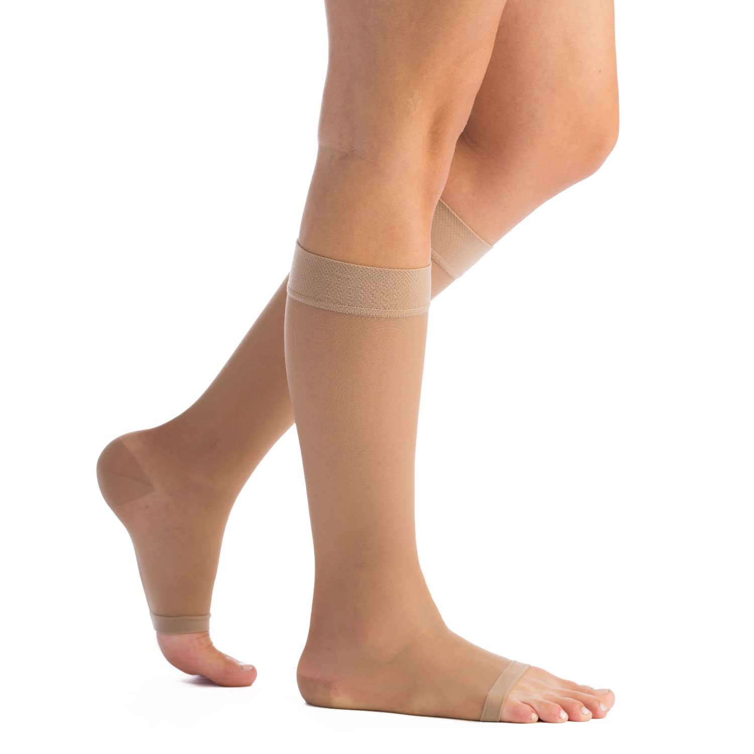 EvoNation Women's Sheer Knee High 15-20 mmHg Open Toe - Product Imagery