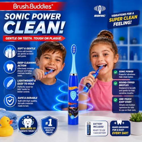 Brush Buddies Hot Wheels Battery Powered Sonic Electric Kids - Product Imagery