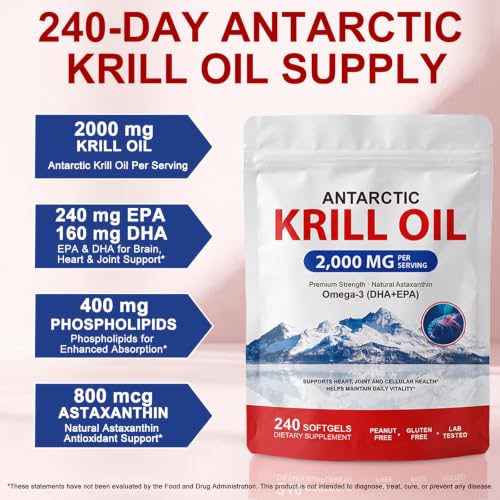 Antarctic Krill Oil, 240 Softgels | Premium Omega-3 Marine - Product Imagery