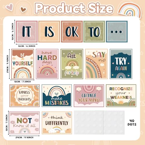 Mental Health Posters It's OK to Boho Bulletin Board Decorations - Product Imagery