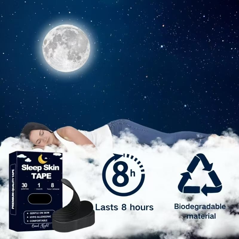 Black Mouth Tape for Sleeping (90 Pack) - Hypoallergenic Cotton - Product Imagery
