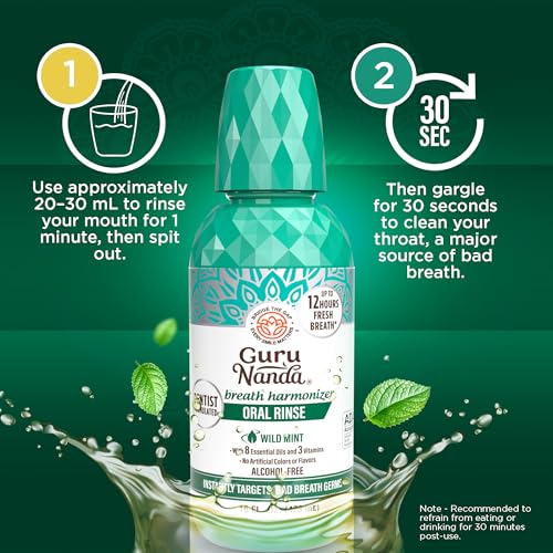 GuruNanda Oral Rinse Fresh Breath Mouthwash, ADA-Accepted - Product Imagery