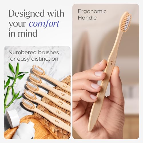 VIVAGO Bamboo Toothbrushes - Medium Bristles Toothbrushes for - Product Imagery