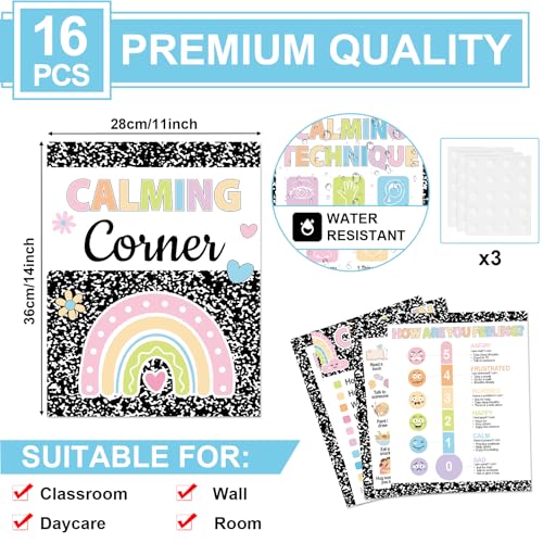 gisgfim 16 Pcs Composition Notebook Calming Down Posters for - Product Imagery