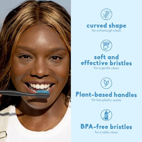 The Humble Co. Plant-Based Soft Bristle Toothbrushes, Black (5 - Product Imagery