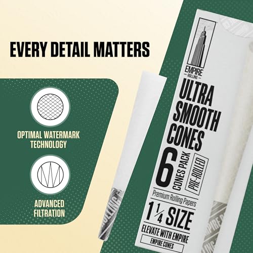 Premium Ultra Smooth Pre-Rolled Cones, White, 1.25", Unbleached - Product Imagery