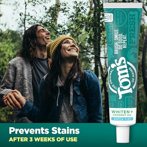 Tom's of Maine Whiten and Coconut Oil Toothpaste, Gentle Mint, 3 - Product Imagery