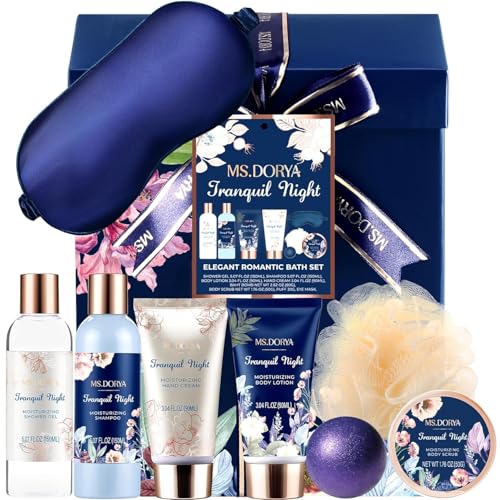 MS.DORYA Birthday Spa Gift Set for Her - 6Pcs Bath and Body Kit Spa Basket for Women