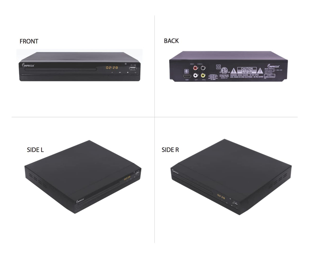 Impecca DVD Player for TV Multi-Region HDMI, RCA AV Cable, USB, CD MP3 Playback, with Remote Compact HDMI DVD Player, Pr