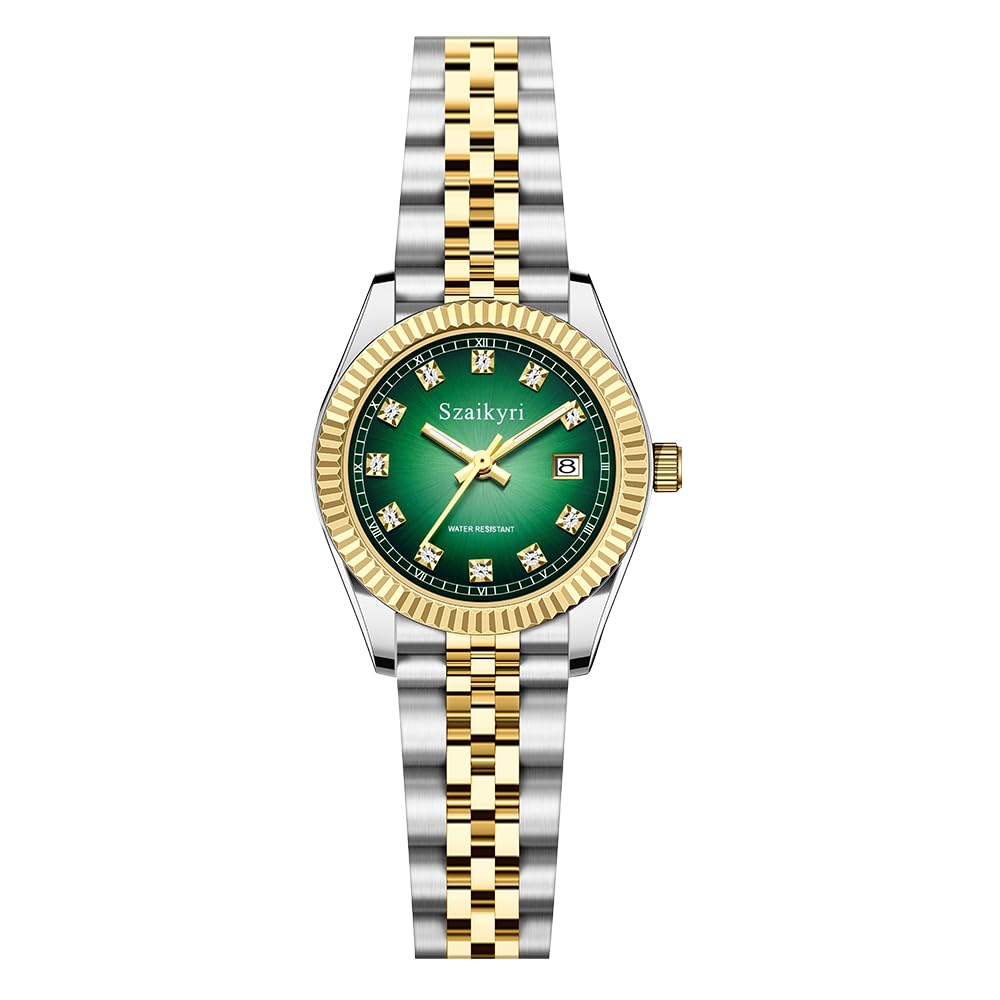 Szaikyri Classic Watch for Women with Solid Stainless Steel Band and Calendar Water Resistant