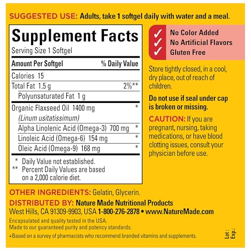 Nature Made Extra Strength Flaxseed Oil 1400 mg Softgels, 100 - Product Imagery