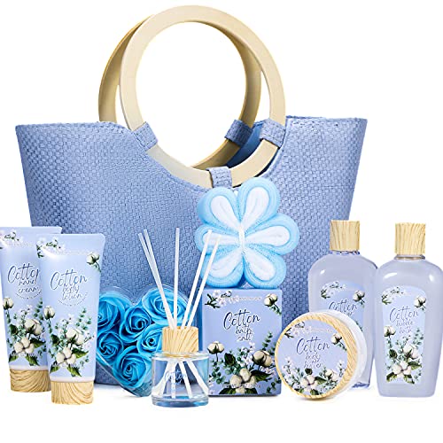Green Canyon Spa 10pc Cotton Spa Gift Baskets Birthday Gifts for Women – Cotton, 10 Piece Set