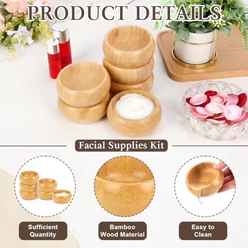 6 Pcs 3.8 X 1.6 Inch Bamboo Facial Bowls Set Big Facial Bowls - Product Imagery